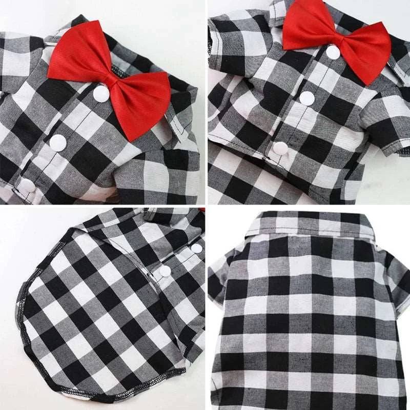 White Bowtie Dog Shirts Classical Plaid Thin Breathable Summer Clothes for Small Large Dogs Puppy Vest Chihuahua Yorkies TRENDYPET'S ZONE