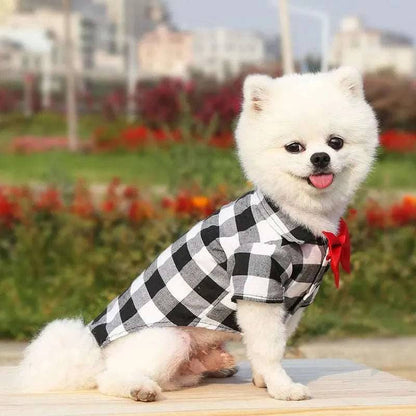 White Bowtie Dog Shirts Classical Plaid Thin Breathable Summer Clothes for Small Large Dogs Puppy Vest Chihuahua Yorkies TRENDYPET'S ZONE