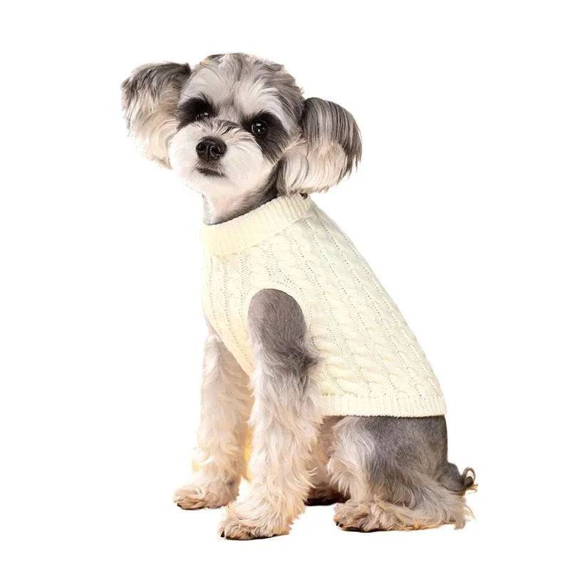 White Dog Cat Sweaters for Winter Warm Clothes Turtleneck Knitted Vest Coat TRENDYPET'S ZONE