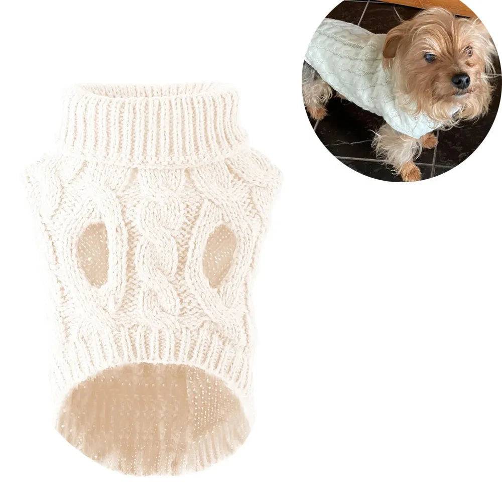 White Dog Cat Sweaters for Winter Warm Clothes Turtleneck Knitted Vest Coat TRENDYPET'S ZONE