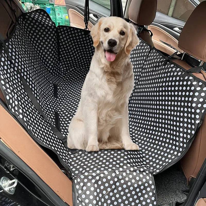 White Dotted Dog Carriers Waterproof Rear Back Pet Dog Car Seat Cover Hammock Protector with Safety Belt Transporting - Trendypet's Zone