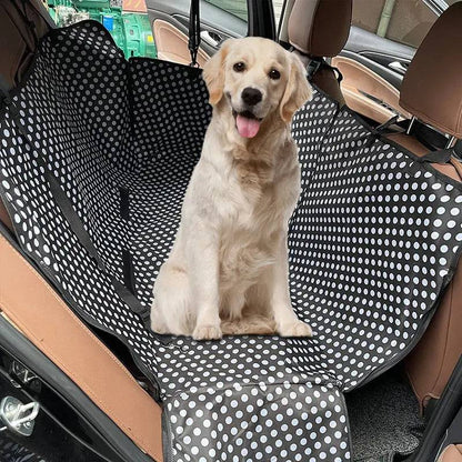 White Dotted Dog Carriers Waterproof Rear Back Pet Dog Car Seat Cover Hammock Protector with Safety Belt Transporting - Trendypet's Zone