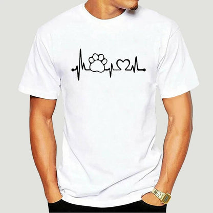 White Heartbeat Lifeline Dog Men T-Shirt Casual Funny Foot For Guy Boy Hipster - Trendypet's Zone