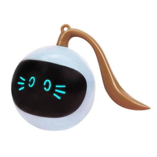 White Interactive Smart Cat Toy Colorful LED Self Rotating Pet Ball Toys USB Rechargeable Kitten Automatic Ball Toys Cat Accessories - Trendypet's Zone