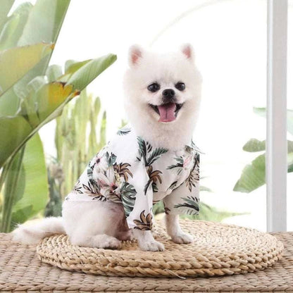 White Pet Hawaiian Beach Style T-Shirts Thin Breathable Summer Clothes for Small Dog Puppy Pet Cat Kitten Vest TRENDYPET'S ZONE