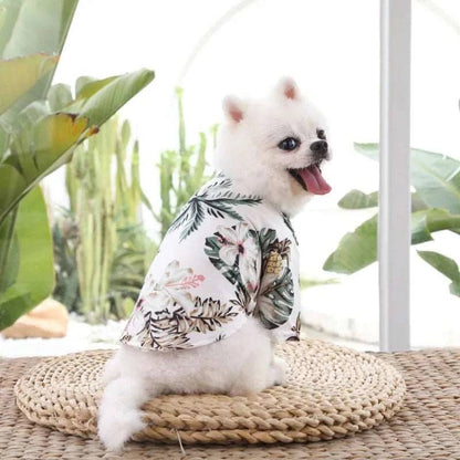 White Pet Hawaiian Beach Style T-Shirts Thin Breathable Summer Clothes for Small Dog Puppy Pet Cat Kitten Vest TRENDYPET'S ZONE