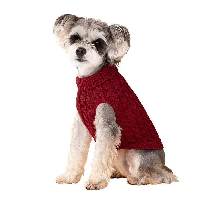 Wine Red Winter Pet Sweaters Turtleneck Knitted Vest Coat TRENDYPET'S ZONE