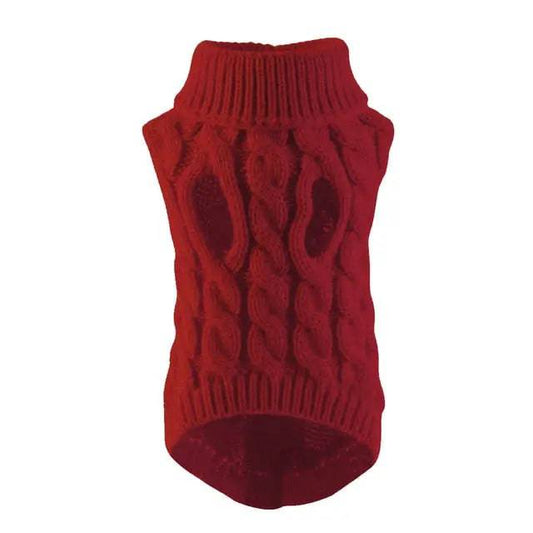 Wine Red Dog Cat Sweaters for Winter Warm Clothes Turtleneck Knitted Vest Coat - Trendypet's Zone