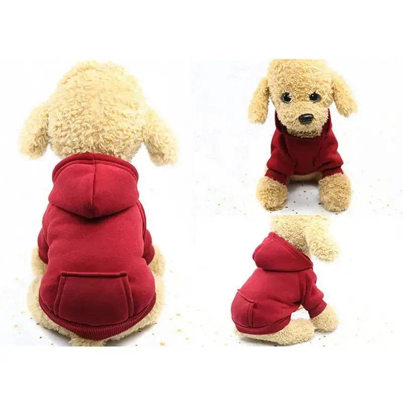 Wine Red Pet Dog Hoodie Coat Soft Fleece Warm Puppy TRENDYPET'S ZONE