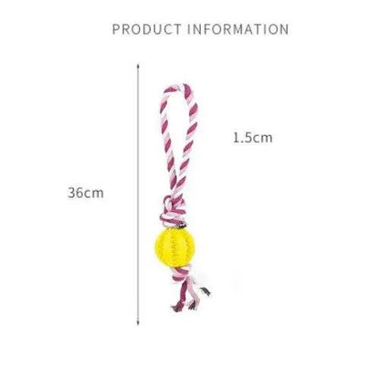 Yellow Ball Fuchsia Hemp Rope Toys Treat Interactive Rubber Leaking Balls for Small Dogs Chewing Bite Resistant Pet Tooth Cleaning - Trendypet's Zone