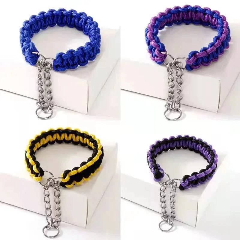 Yellow Black Woven Dog Collars P Chain Nylon Adjustable Collar For Small Medium And Large Dogs TRENDYPET'S ZONE