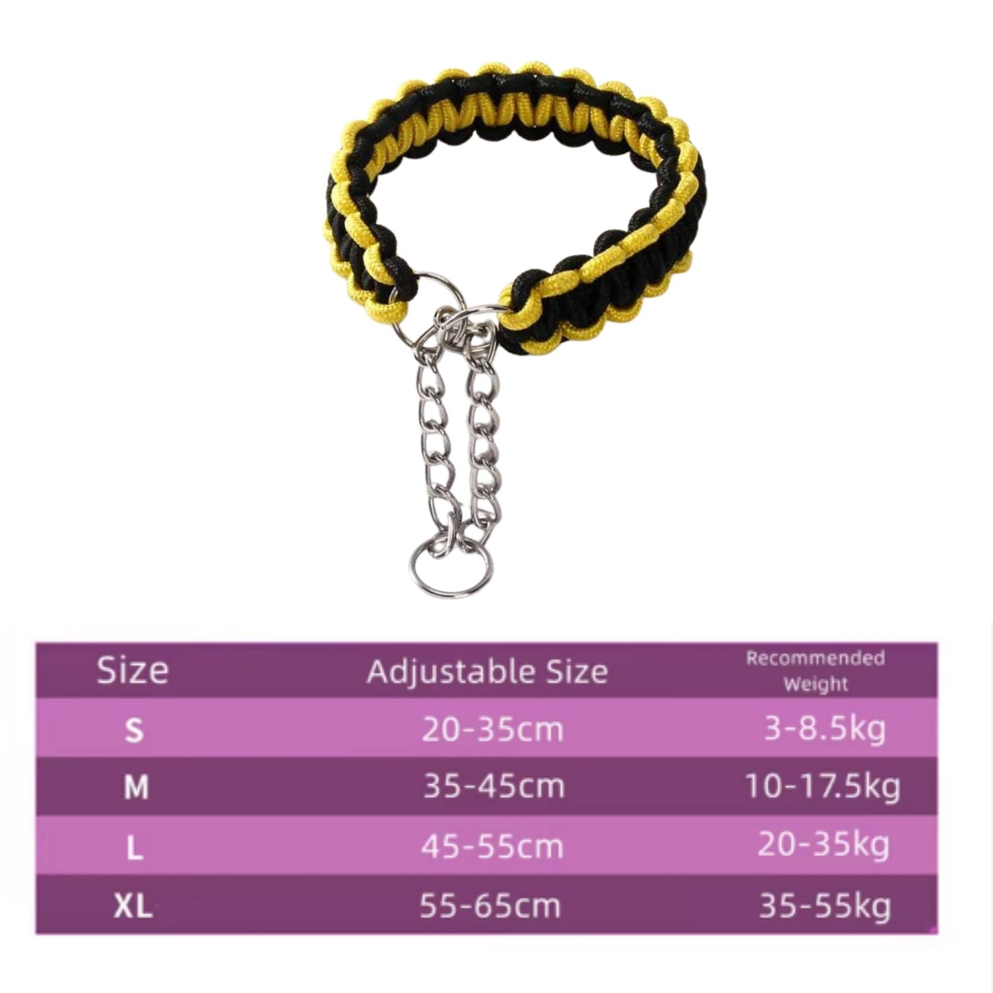 Yellow Black Woven Dog Collars P Chain Nylon Adjustable Collar For Small Medium And Large Dogs TRENDYPET'S ZONE