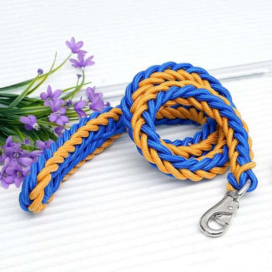 Yellow Blue Super Strong Coarse Nylon Dog Leash Double Row Adjustable Collar For Medium Large Dogs - Trendypet's Zone