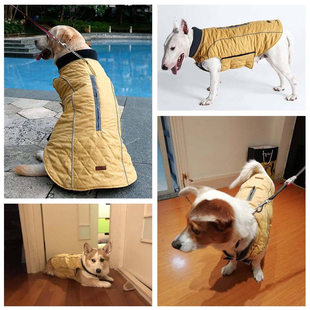 Yellow Cozy Quilted Dog Coat Warm Jacket Retro Thick Vest TRENDYPET'S ZONE