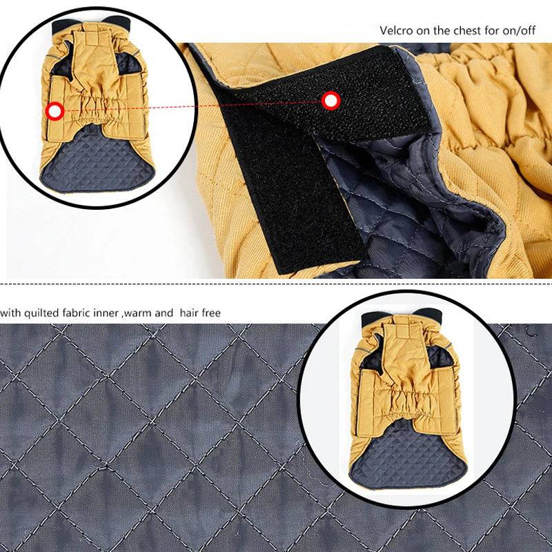 Yellow Cozy Quilted Dog Coat Warm Jacket Retro Thick Vest TRENDYPET'S ZONE