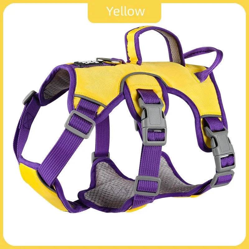 Yellow Dog Harness NO PULL Outdoor Walking Breathable Reflective Adjustable Harness for Small Medium Large Dogs TRENDYPET'S ZONE