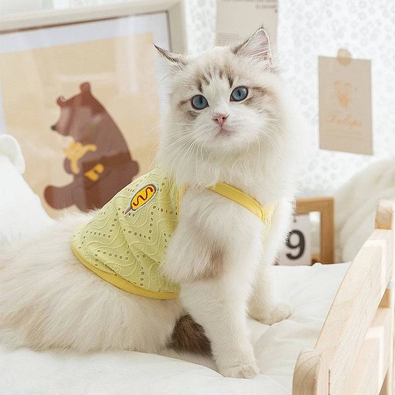 Yellow Dog Summer Clothes Cute Embroidery Striped Top Vest Breathable Puppy Sleeveless Shirt TRENDYPET'S ZONE