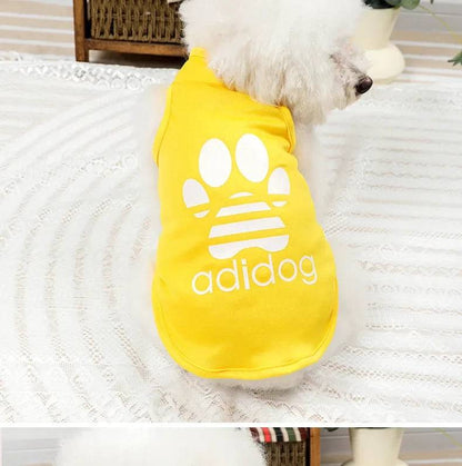 Yellow Dog Top Puppy Breathable Cool Mesh T-Shirt Cartoon Print Sun Protection Clothing Polyester Thin Vest Summer TRENDYPET'S ZONE