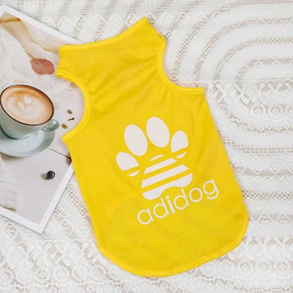 Yellow Dog Top Puppy Breathable Cool Mesh T-Shirt Cartoon Print Sun Protection Clothing Polyester Thin Vest Summer TRENDYPET'S ZONE