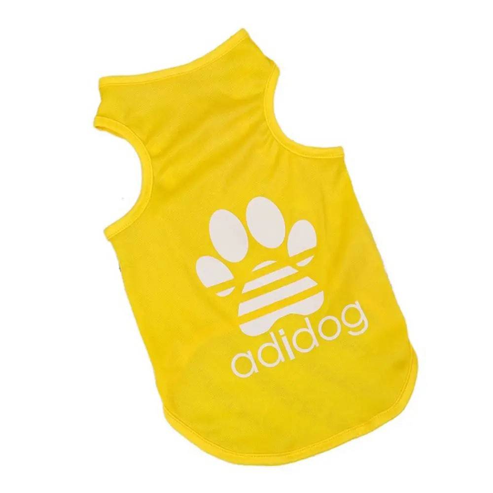 Yellow Dog Top Puppy Breathable Cool Mesh T-Shirt Cartoon Print Sun Protection Clothing Polyester Thin Vest Summer TRENDYPET'S ZONE