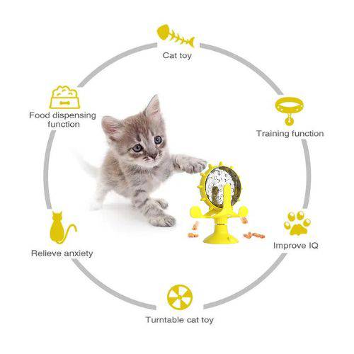 Yellow Interactive Treat Leaking Toy For Cat Dog Feeder Dispenser Puppy Rotating Wheel Improve IQ Kitten Accessories - Trendypet's Zone