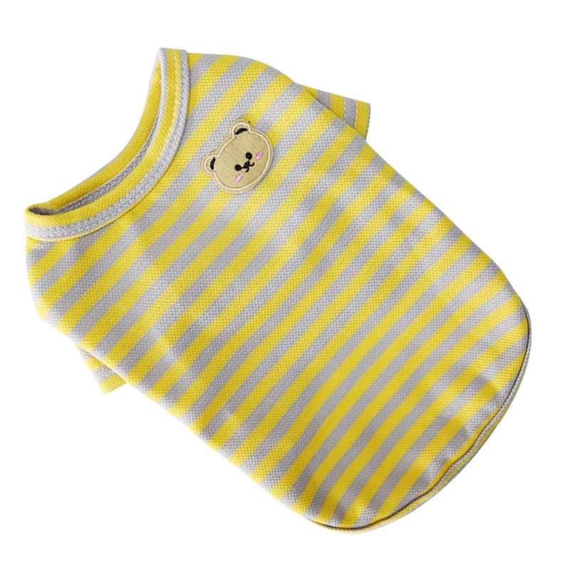 Yellow Summer Clothes for Small Dogs Fashion T-Shirt Bear Print Puppy Thin Strip Vest Pet Clothes TRENDYPET'S ZONE