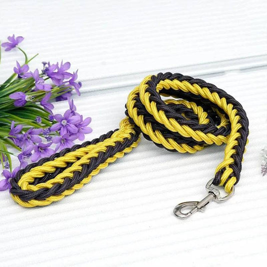 Yellow Super Strong Coarse Nylon Dog Leash Double Row Adjustable Collar For Medium Large Dogs TRENDYPET'S ZONE