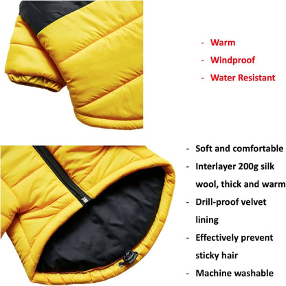 Yellow Warm Stylish Dog Windproof Snow Cold Weather Coats Jackets for Puppies Small Medium Large Dogs TRENDYPET'S ZONE