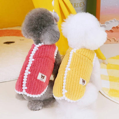 Yellow Winter Warm Apparel Soft Dog Cat Sweater Vest Coat TRENDYPET'S ZONE