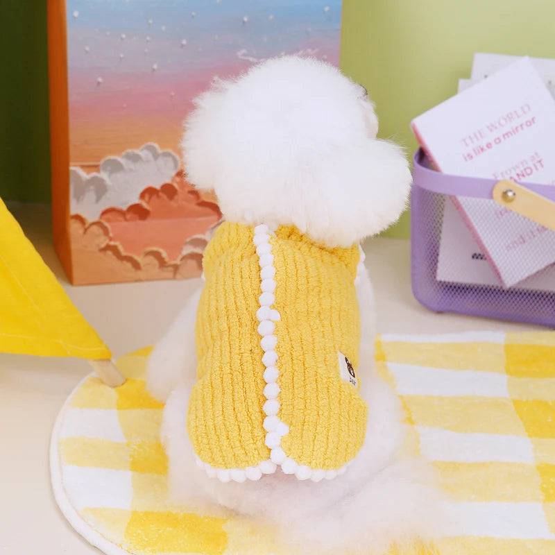 Yellow Winter Warm Apparel Soft Dog Cat Sweater Vest Coat TRENDYPET'S ZONE